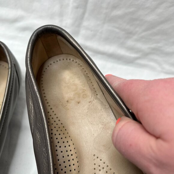 SAS Womens Metallic Pewter Silver Leather Penny Loafers Slip-On Size 8 M - Picture 6 of 11